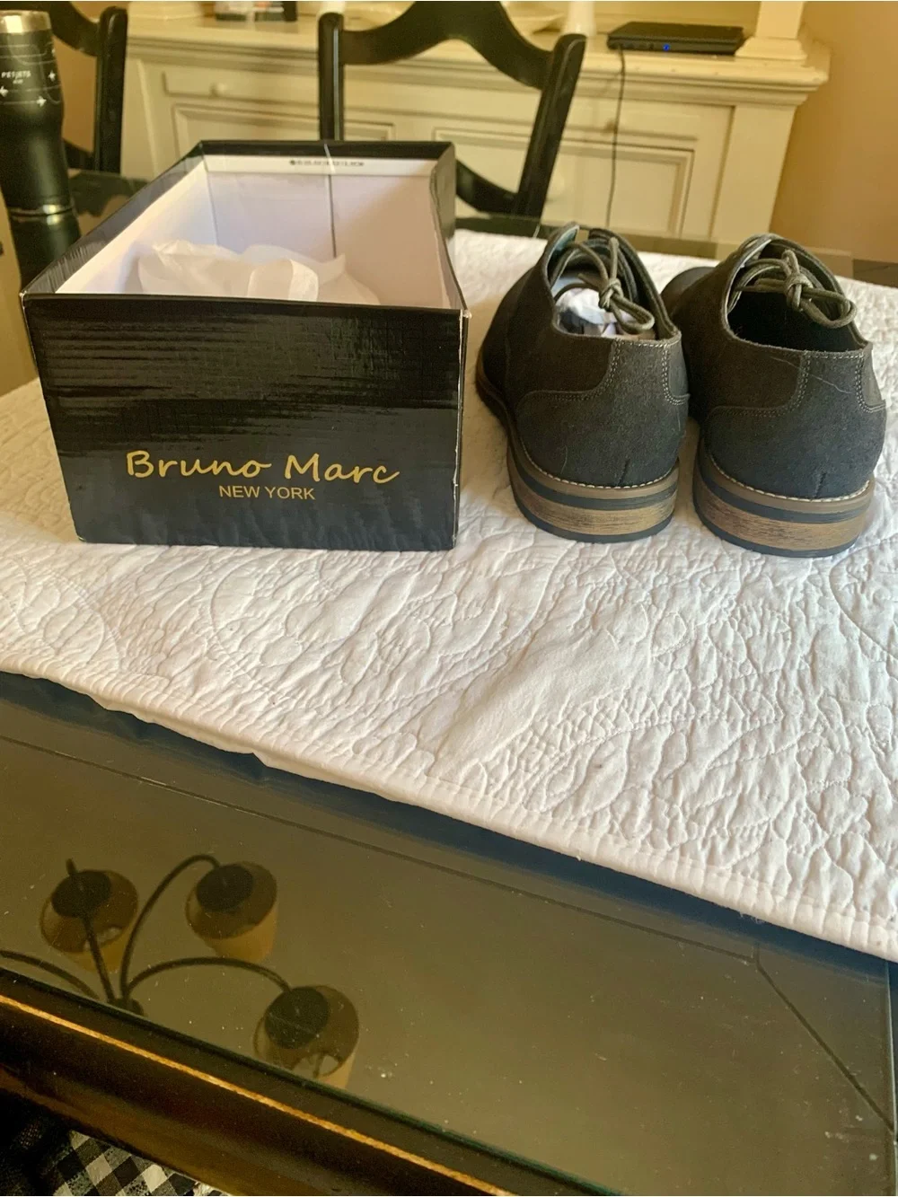 Bruno Marc Grey Suede Oxford Lace-Up Shoes